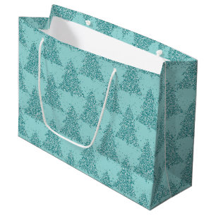 Elegant Tree Pattern Luxe Aqua Mint Christmas Large Gift Bag