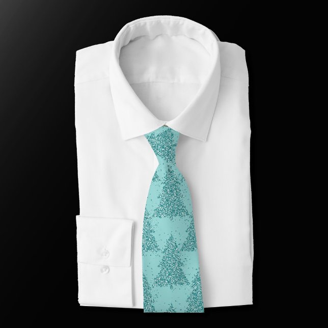 Elegant Tree Pattern | Luxe Aqua Mint Christmas Neck Tie (Creator Uploaded)