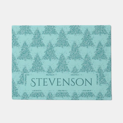 Elegant Tree Pattern  Luxe Aqua Mint Custom Doormat