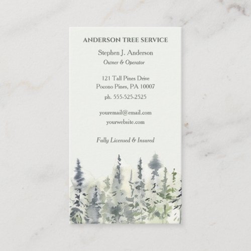 Elegant Tree Service Arborist Trimming Business Card