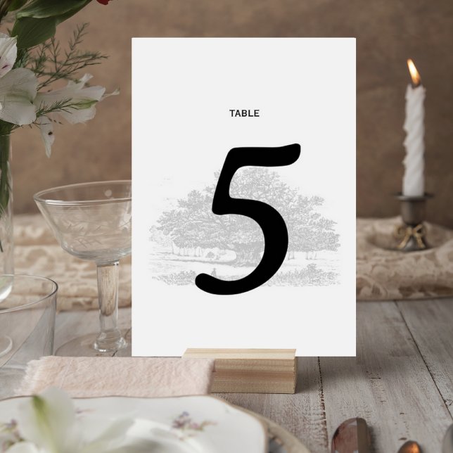 Elegant Tree Sketch Wedding Table Number Card (Creator Uploaded)