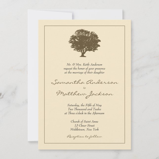 Elegant Tree Wedding Invitation (Front)