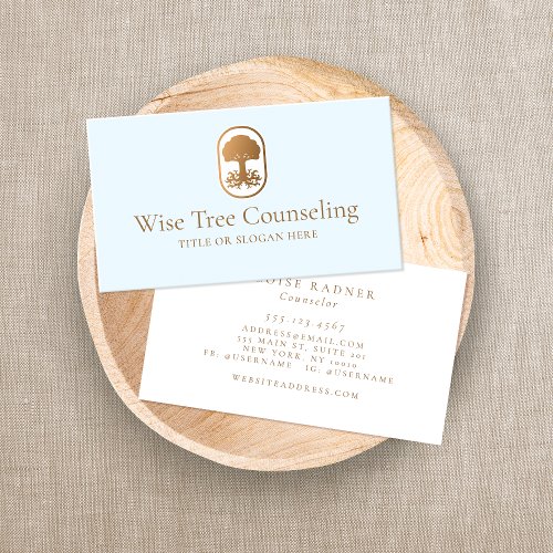 Elegant Tree with Roots Counseling Business Card