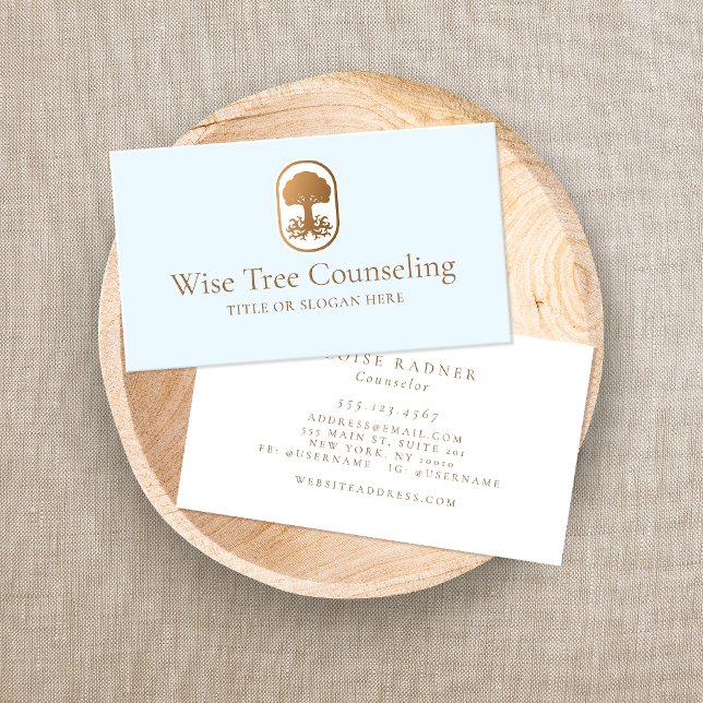 Elegant Tree with Roots Counseling Business Card (Creator Uploaded)