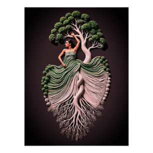 Elegant Tree Woman Wall Art – 3D Nature-Inspired