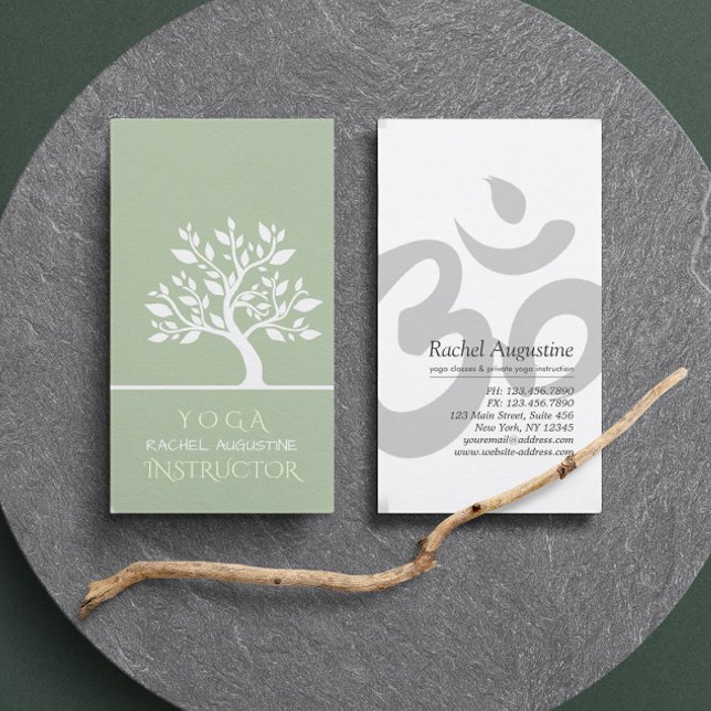 Elegant Tree Yoga Instructor Wellness Life Coach Business Card (Creator Uploaded)
