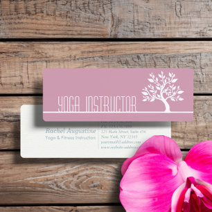 Elegant Tree Yoga Instructor Wellness Life Coach Mini Business Card