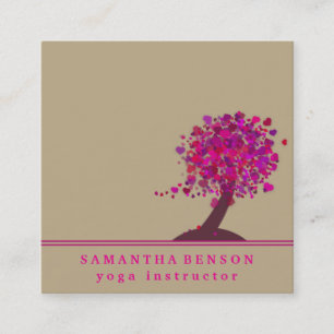 Elegant Tree Yoga Instructor Wellness Life Coach Square Business Card