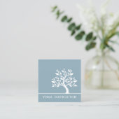 Elegant Tree Yoga Instructor Wellness Life Coach Square Business Card (Standing Front)