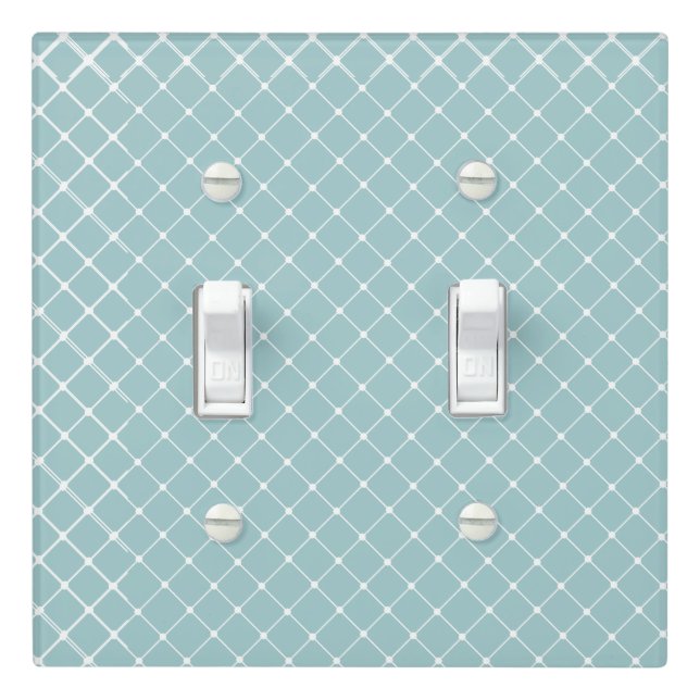Elegant Trellis Pattern | Eggshell Blue Light Switch Cover (In Situ)