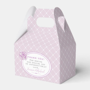 Elegant Trellis Pattern Lavender Thank You Wedding Favor Boxes