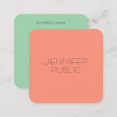 Elegant Trend Colors Modern Minimalist Template Square Business Card