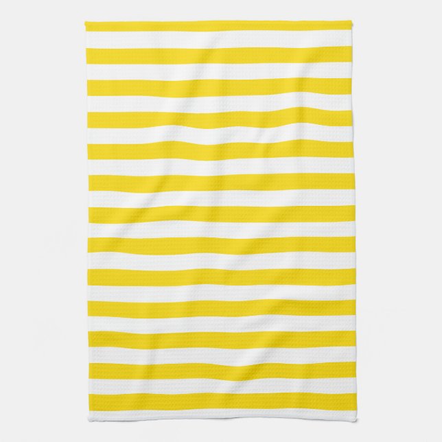 Elegant Trend Colors Yellow White Stripes Template Kitchen Towel (Vertical)