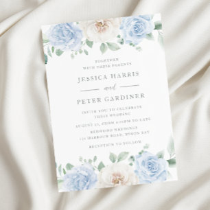 Elegant Trending Blue Floral Wedding Invitation