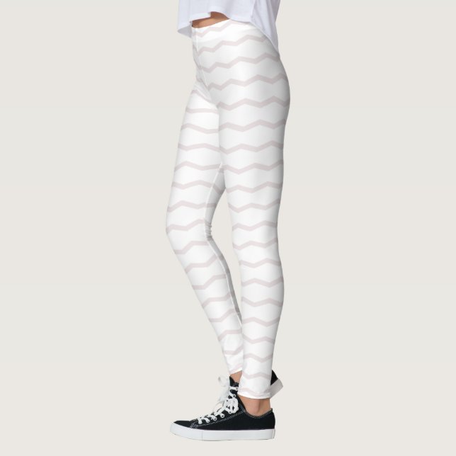 Elegant Trendy Beige Brown White Pastel Colors Leggings (Left)