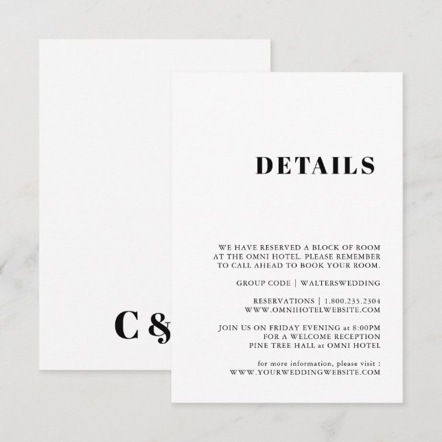 Elegant & Trendy Black and White Enclosure Card (Front/Back)