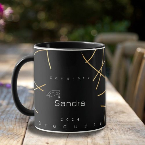 Elegant Trendy Black Graduation Coffee Mug