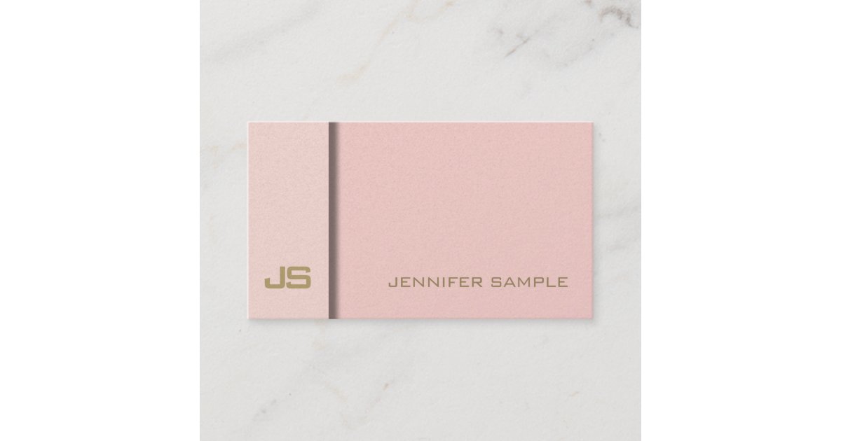 Elegant Trendy Blush Pink Gold Elite Plain Luxury Business Card | Zazzle