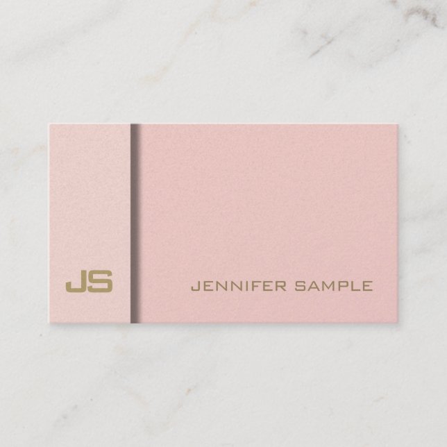 Elegant Trendy Blush Pink Gold Elite Plain Luxury Business Card (Front)