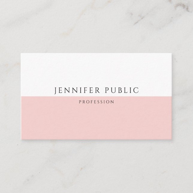 Elegant Trendy Blush Pink Modern Template Business Card (Front)