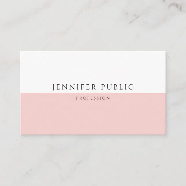 Elegant Trendy Blush Pink Modern Template Business Card | Zazzle