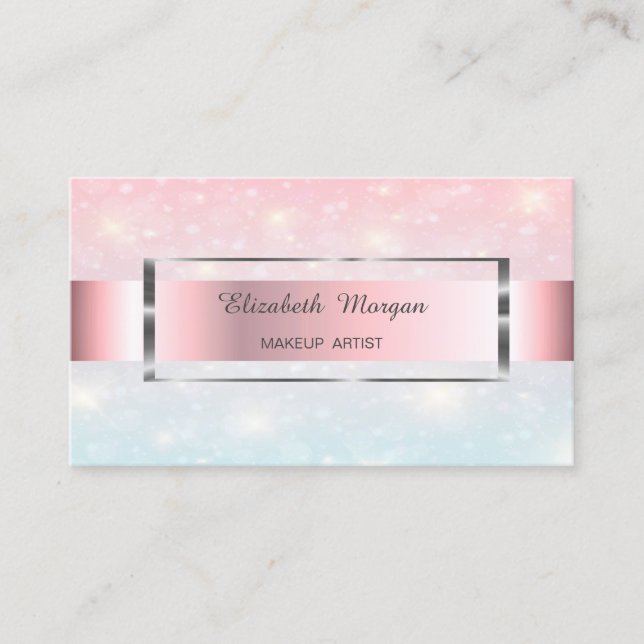 Elegant Trendy  Bokeh Gold Frame Business Card (Front)