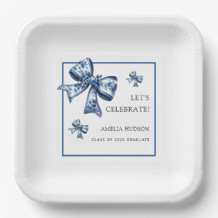 Elegant Trendy Bows Class Of 2025 Graduate Paper Plates