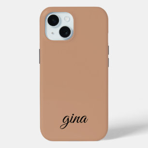 Elegant Trendy Brown Customize iPhone 15 Case