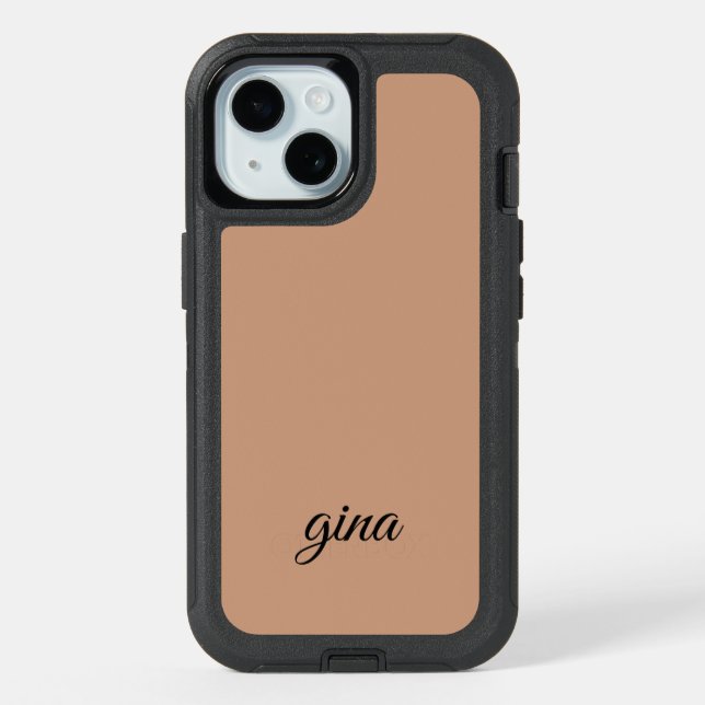 Elegant Trendy Brown Customize iPhone 15 Case (Back)