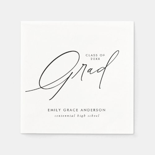 Elegant Trendy Calligraphy Script Graduation Napkins