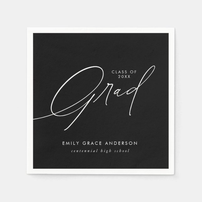 Elegant Trendy Calligraphy Script Graduation Napkins (Front)