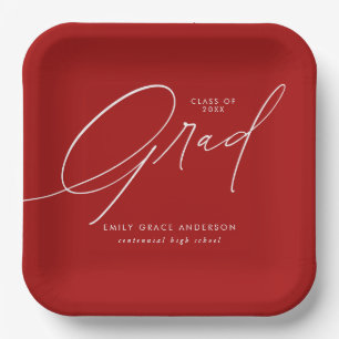 Elegant Trendy Calligraphy Script Graduation Paper Plates