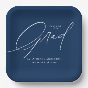 Elegant Trendy Calligraphy Script Graduation Paper Plates