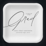 Elegant Trendy Calligraphy Script Graduation Paper Plates<br><div class="desc">Simple Trendy Calligraphy Photo Graduation Party Paper Plates features elegant calligraphy script,  and the graduate's details.</div>