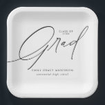 Elegant Trendy Calligraphy Script Graduation Paper Plates<br><div class="desc">Simple Trendy Calligraphy Photo Graduation Party Paper Plates features elegant calligraphy script,  and the graduate's details.</div>