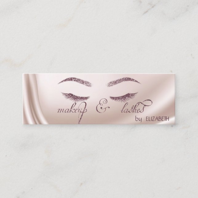 Elegant Trendy Chic Shiny, Glitter  Lashes, Makeup Mini Business Card (Front)