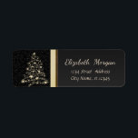 Elegant Trendy Christmas Tree ,Faux Gold,Black Label<br><div class="desc">Christmas tree with faux gold stripe on black   background. An elegant and sophisticated designe.Costumize with your name and address.</div>