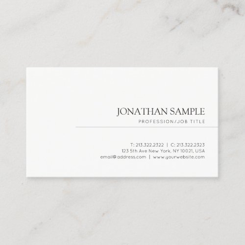 Elegant Trendy Clean Graphic Design Modern Plain Business Card