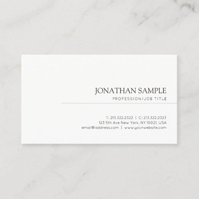 Elegant Trendy Clean Graphic Design Modern Plain Business Card (Front)