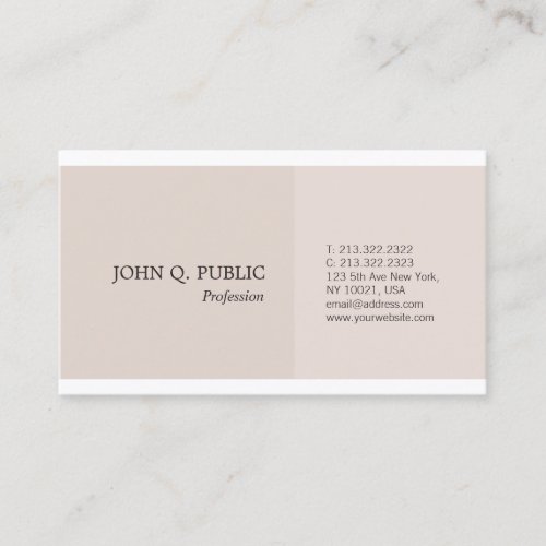 Elegant Trendy Colors Simple Plain Professional Business Card