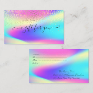 Elegant Trendy Confetti Colorful Ombre Holographic Discount Card