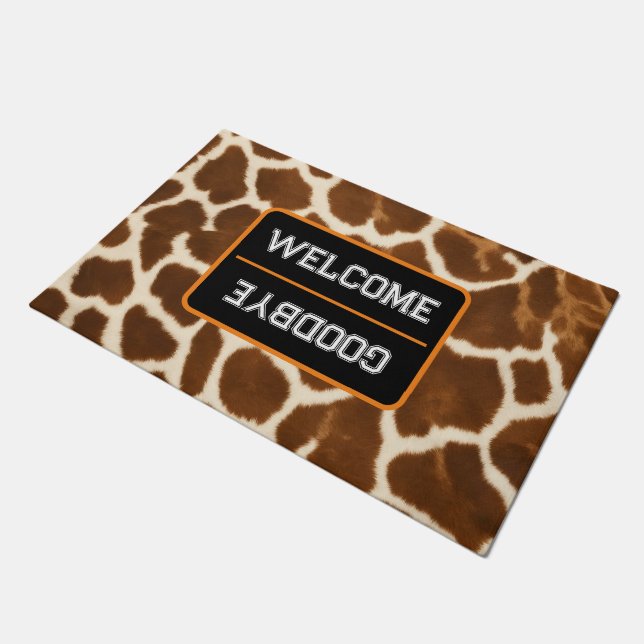 Elegant Trendy Cow Faux Leather Collection Doormat (Angled)