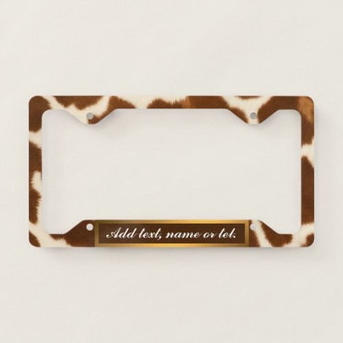 Elegant Trendy Cow Faux Leather Collection License Plate Frame