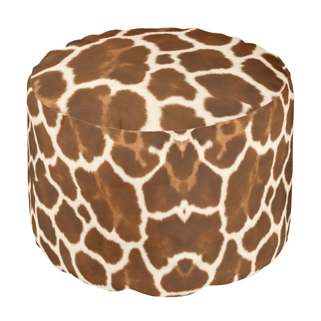 Elegant Trendy Cow Faux Leather Collection Pouf (Angled Front)