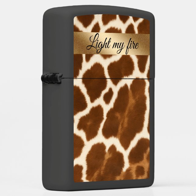 Elegant Trendy Cow Faux Leather Collection Zippo Lighter (Right)