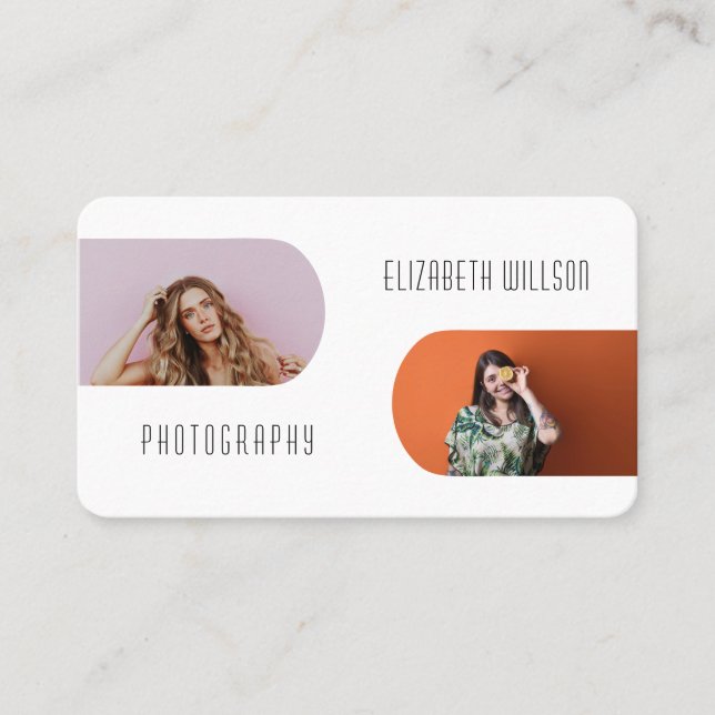 Elegant Trendy Custom Business Logo Photo Business Card (Front)