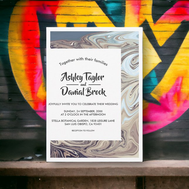 Elegant Trendy Earthy Artistic Abstract Wedding Invitation (Creator Uploaded)