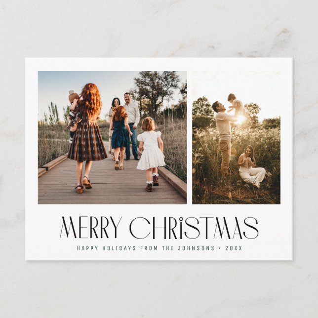 Elegant trendy family photo christmas card (Front)