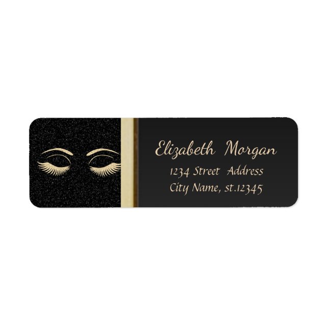 Elegant Trendy  Faux Gold Glittery Lashes,Black Label (Front)