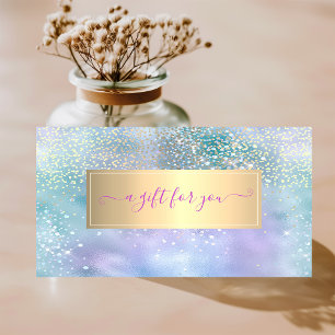 Elegant Trendy Frame Diamonds Holographic Discount Card